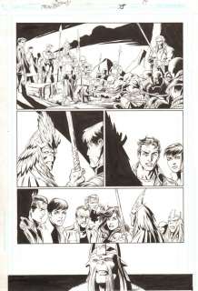 Art Thibert, Mark Bagley - Trinity #35 P.14 - Interceptor (Supergirl), Lois Lane, Alfred Pennyworth, Richie Grayson, & Donna Troy Action - 2008 Signed By Mark Bagley