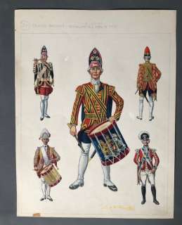 Funcken, Fred & Liliane | Funcken, Fred & Liliane - Dessin original - Uniforme & armes de la guerre en dentelle T1 - Grande Bretagne Tambours - (1969) | Catawiki