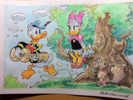 Alessandro Gottardo | Donald Duck - â€œUna canzone per Daisyâ€ - Page volante - Exemplaire unique - (2020/2020) | Catawiki