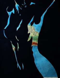 Andrea Boriani | Sin City - Andrea Boriani - carta di un atlante geografico del 1947 -42 x 30 cm - Exemplaire unique | Catawiki