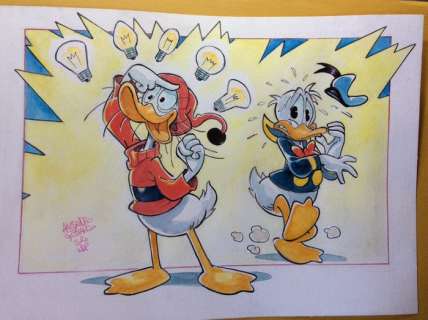 Alessandro Gottardo | Donald Duck - â€œLe luminose idee di Paperogaâ€ - Page volante - Exemplaire unique - (2020/2020) | Catawiki