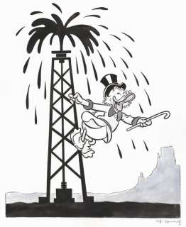 Tony Fernandez, Disney Artist | $crooge McDuck inspired by Singin’ in the Rain - Original Painting - Tony Fernandez Signed - 50 x 35 cm | Catawiki