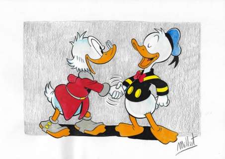 Millet | Millet - Original Drawing - DIN A3 - Donald Duck & Scrooge McDuck | Catawiki