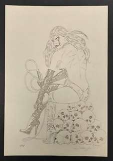 Roberto Baldazzini | R. Baldazzini - illustrazione originale "Mater Morbi" cm 33x48 - Page volante - Exemplaire unique | Catawiki