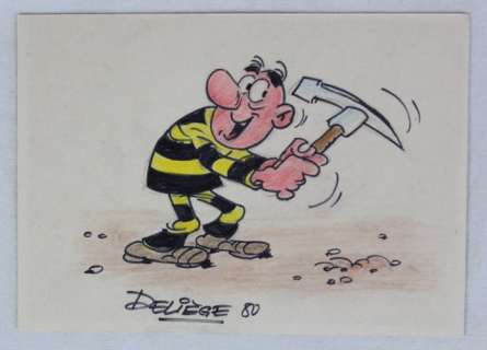 Deliège | Deliège - Jaap / Bobo - Originele tekening in kleur - Formaat 18 x 13 cm - (1980) | Catawiki