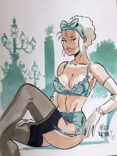 Meynet, Félix | Meynet, Félix - Dessin original couleur - Mirabelle coquine Ã  Paris | Catawiki