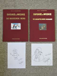 Willy Vandersteen | Suske en Wiske - luxe vierkleuren 244 + 255 - De Begeerde Berg + De Mompelende Mummie - in elk album een fraaie pentekening van Paul Geerts - Cartonné - EO - (1995/1998) | Catawiki