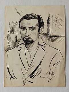 Pedrazza - Augusto Pedrazza - Autoritratto originale a china anno ‘42 da archivio Tomasina