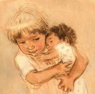 Vincent, Gabrielle (Pseudoniem Van Monique Martin) | Gabriëlle Vincent (bekend van Erneste et Célestine/ Brammert en Tissie) - Gemengde techniek op dik papier voor een geboortekaartje - Page volante - (1970/1975) | Catawiki