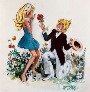 Follet, René | Follet, René - Dessin original couleur - Hommage Ã  Dany - Colombe & Olivier - (2014) | Catawiki