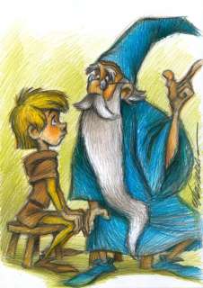Joan Vizcarra | Merlin & Arthur [The Sword in the Stone] - Original Drawing - Joan Vizcarra | Catawiki
