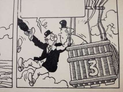 Bob de Moor | De Moor, Bob - 2 originele pagina’s (p.5) + (p.6) - Meester Mus / Monsieur Tric - Een bewogen ballonvaart - Lot 3/6 | Catawiki