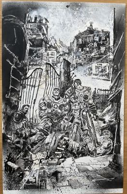 Bill Sienkiewicz | Unpublished Cover, Gears of War, 2008 | Thornbush Art