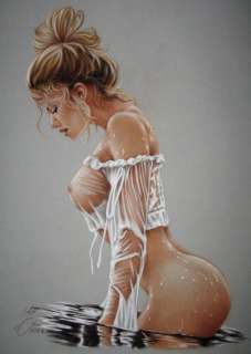 Sly | Sly - Original drawing in colour - Nude woman - Size: 31 x 42 cm. - (2021) | Catawiki