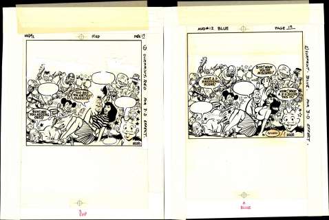 Wally Wood | Wood - MAD #12, Page 19, Art for 3-D Frame, 2 Pcs. (1954) NO RESERVE! | Russ Cochran