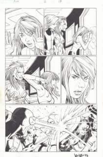 John Romita Jr., Scott Hanna - avengers vs. X-men #2 p. 13 - hope summers, captain america, cyclops, and iron fist action - 2012 signed