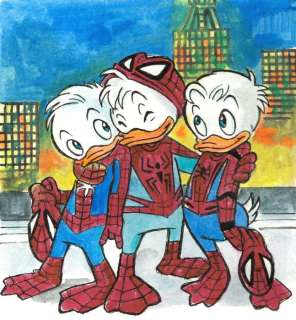 Tony Fernandez, Disney Artist | Huey, Dewey & Louie inspired by Spider-Man: No Way Home - Original Painting - Signed by Tony Fernandez - Acrylic Art | Catawiki