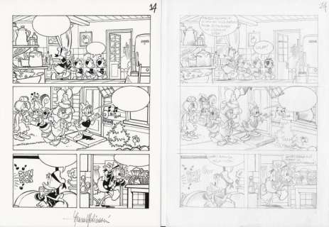 Lara Molinari | Paperino Mese #485 - Lara Molinari - tavola originale + preparatorio "Paperino e la Sfida Imprudente" - Page volante - Exemplaire unique - (2020) | Catawiki