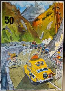 Jacot, Christian | Jacot, Christian - Dessin original couleur - Hommage Ã  Franquin - (2014) | Catawiki