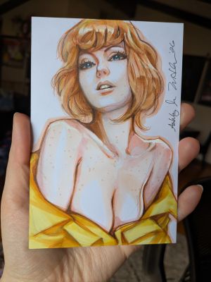Ashley Witter - April O‘Neil, um, getting dressed? 4x6" Sketchcard by Ashley Witter