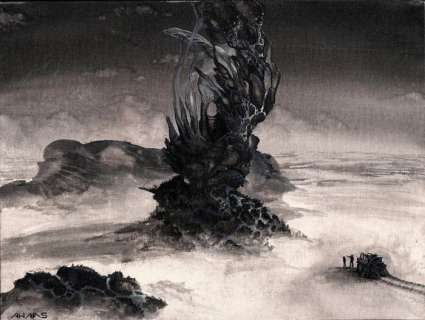 Arthur Haas | Arthur Haas - Acryl op schilderspaneel voor een Japans science fiction-blad - Fantasie-landschap - Originele illustratie - (2000/2005) | Catawiki