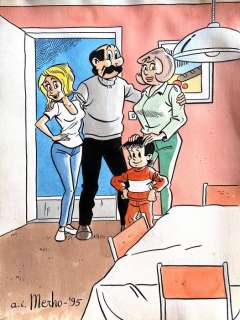 Oppen, Patrick Van | Oppen, Patrick Van - Originele tekening in waterverf - De Kiekeboe familie - (1995) | Catawiki