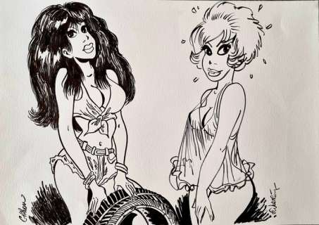 Walthéry, François / Gilson, Bruno | Walthéry, François / Gilson, Bruno - Dessin original - Natacha et Rubine - (2020) | Catawiki