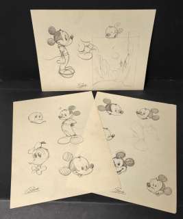 Gigi Simeoni | Studio per Disney - Gigi Simeoni - 3x illustrazioni/studi fronte/retro di personaggi vari - Anni ’90 - Page volante - Exemplaire unique | Catawiki