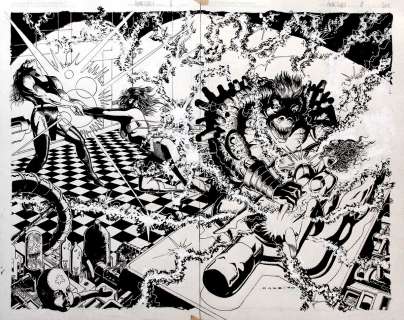 Richard Case - atomic clones 2 unpublished wraparound cover (1990)