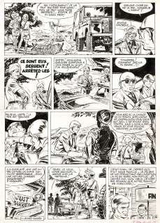 Hermann | Bernard Prince, Opération “jeunes mariés”, planche originale à l’encre de chine publiée dans le journal Tintin le 21 avril 1966. Les débuts de Hermann et la première apparition de Djinn. | Septimus