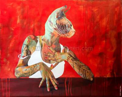 Nicolas et Vérane  Otero - Peinture originale, La Chasseresse - Confessions d‘un enragé