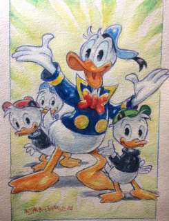 Alessandro Gottardo | Donald Duck - â€œLa nostra famiglia preferita di Duckburgâ€ - Signed original watercolour painting by Gottardo - Page volante - Exemplaire unique - (2022) | Catawiki