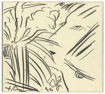 Hand-drawn shikishi by Yoshitaka Amano