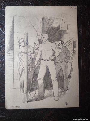 ILUSTRACIÓN DIBUJO A LÁPIZ. Boceto Trabajo. Cómic pulp horror erótico. Escuela Valenciana Años 60/70 | todocoleccion (Buy It Now)