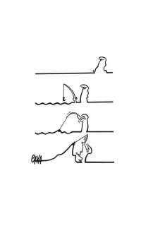 Osvaldo Cavandoli | La linea - illustrazione originale dedicace "Il Pescatore" - Page volante - (1988) | Catawiki