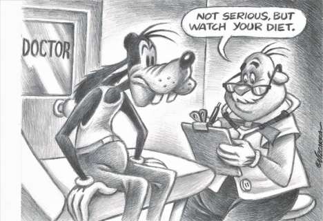 Joan Vizcarra | Goofy Goes To The Doctor - Original drawing by Joan Vizcarra - Original Pencil Artwork | Catawiki