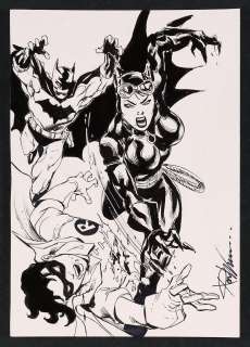 Catwoman vs. Batman and Robin Sketch by Ron Williams | mycomicshop.com