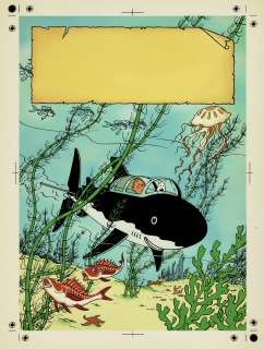 Hergé (Studios) | Tintin, Le Trésor de Rackham le rouge, bleu de coloriage et son film noir pour la couverture de l’album. | Septimus