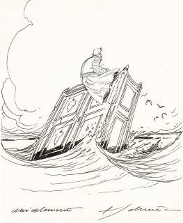 François Schuiten | Les Cités Obscures, dessin original au feutre fin. | Septimus