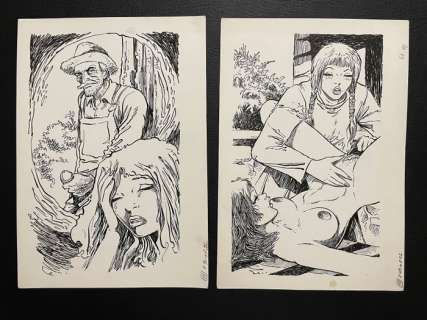 Géron, Jacques | Géron - 2x Dessin original - Page volante - Exemplaire unique | Catawiki