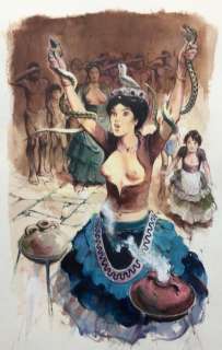 Follet, René | Follet, René - Dessin original couleur - Prêtresse crétoise - (2006) | Catawiki