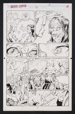 Ron Lim, Tom Christopher | Original Art from Silver Surfer #51 (1991) Page 18 Pencils by Ron Lim, Inks by Tom Christopher | mycomicshop.com (Buy It Now)