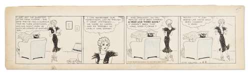 Chic Young Hand-Drawn ’’Blondie’’ Comic Strip From 1934 -- Blondie & Dagwood Celebrate Their Year-ish Anniversary | Nate Sanders