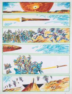 Druillet | Â«Un arrive! Un arrive!Â» Grande planche aux feutres de couleurs | Tessier Sarrou