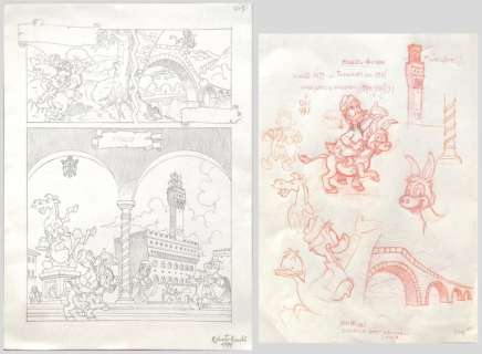 Roberto Ronchi | Donald Duck I TL 2069-2 - "L’arte di Ghiotto" - Original comic page - Final pencil and sketch sheet - (1995) | Catawiki