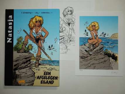 Walthéry, François | Natasja - Luxe Khani groot - Een afgelegen eiland - Met originele tekening + 2 ex-libris - Cartonné - EO - (2021) | Catawiki