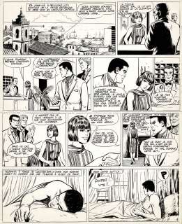 Gérald Forton - Lot 206 - Bob Morane, Le secret des 7 temples, planche originale à l’encre de chine.