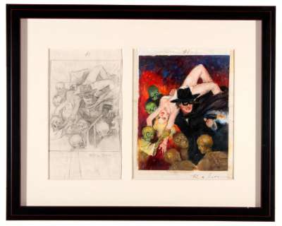 RAFAEL DeSOTO FRAMED "THE SPIDER" TWO PIECE COVER CONCEPT ORIGINAL ART. | Hake’s