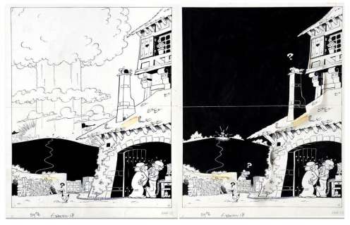 Turk - Léonard, planches n°21 et 22 Ã  l‘encre de Chine…