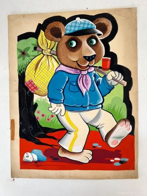 DIBUJO ORIGINAL EDITORIAL FERMA COLECCION ANIMALITOS FELICES 1967 EL OSITO AVENTURERO | todocoleccion (Buy It Now)